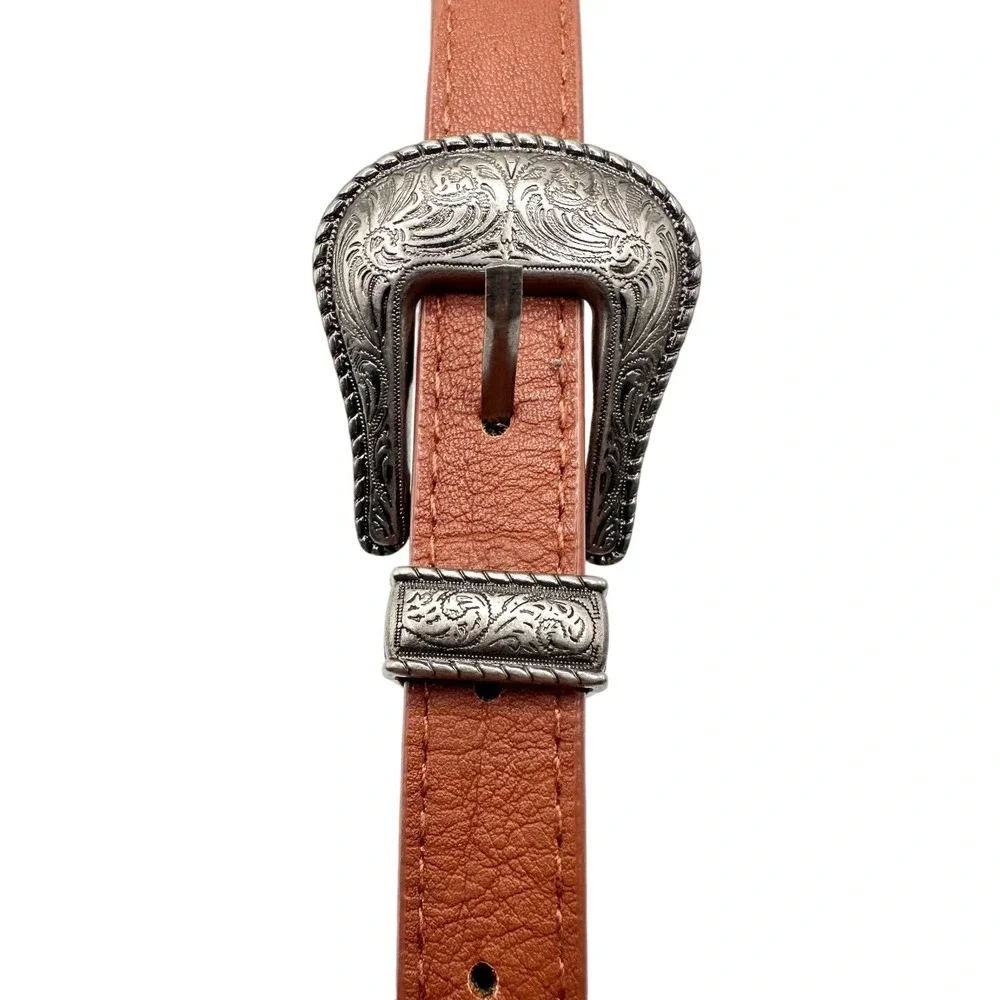 Unbranded | Women | Tan Southwestern Style Skinny Faux Leather Belt